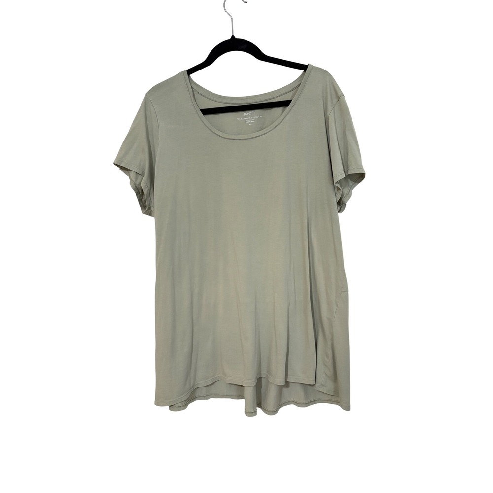 Pure Jill Pima Cotton Scoop Neck Elliptical Tee Sage Green XL 056811